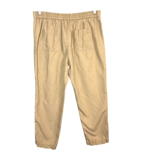 J Crew Denim M Tie Waist Seaside Pants Linen Blend Desert Sand Tan Beach Coastal - Picture 4 of 15